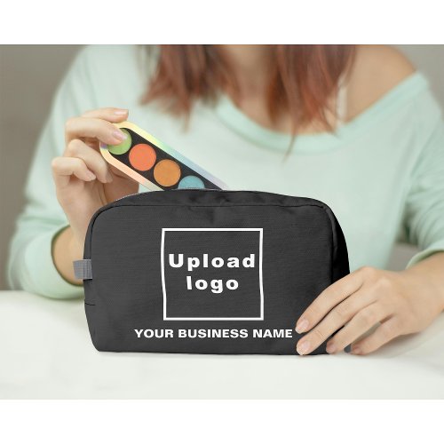 Business Name and Logo on Black Dopp Kit