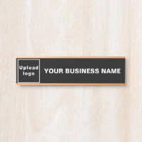 Business Name and Logo on Black Hanging Door Sign