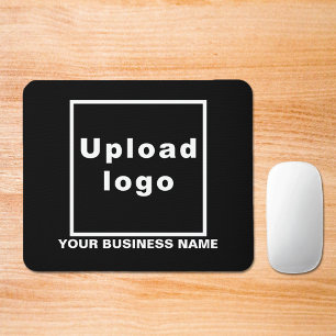 Business Name and Logo on Black Mouse Pad