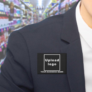 Business Name and Logo on Black Rectangle Button