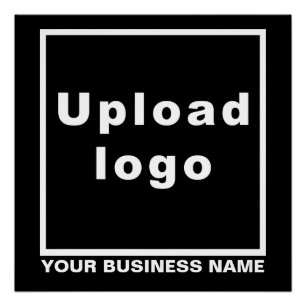 Business Name and Logo on Black Square Glossy Poster
