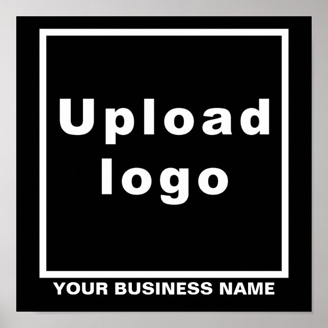 Business Name and Logo on Black Square Poster (Front)