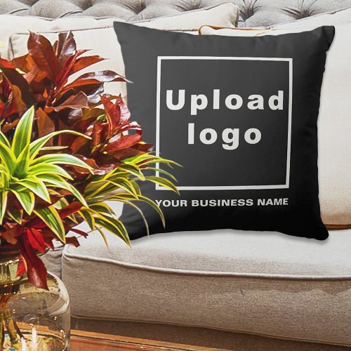Business Name and Logo on Black Throw Pillow