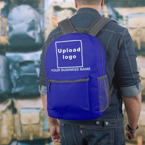 Business Name and Logo on Blue Backpack