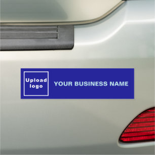 Business Name and Logo on Blue Car Bumper Magnet