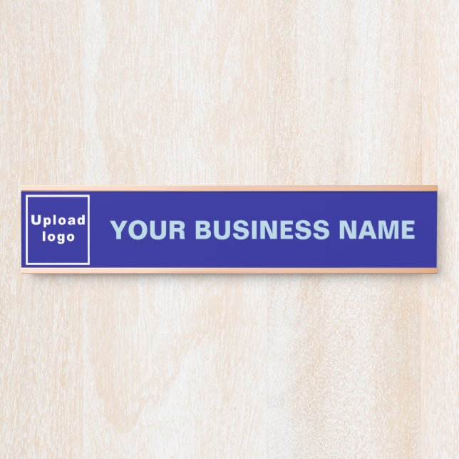Business Name and Logo on Blue Long Hanging Door Sign (Front)