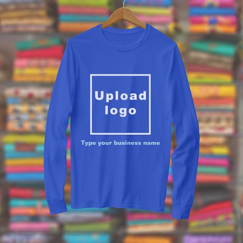 Business Name and Logo on Blue Long Sleeve T_Shirt