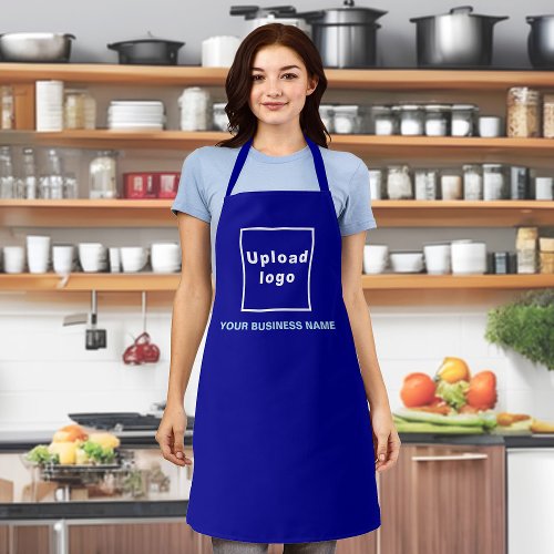 Business Name and Logo on Blue Polyester Apron