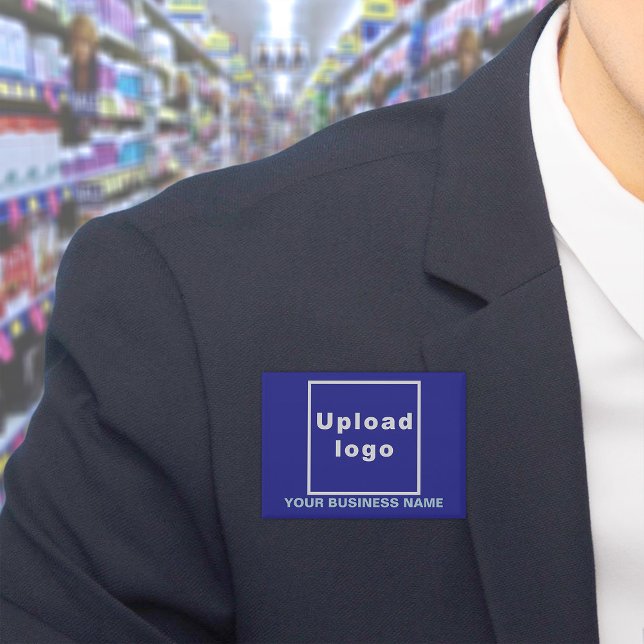 Business Name and Logo on Blue Rectangle Button (Business name and logo on blue rectangle button)
