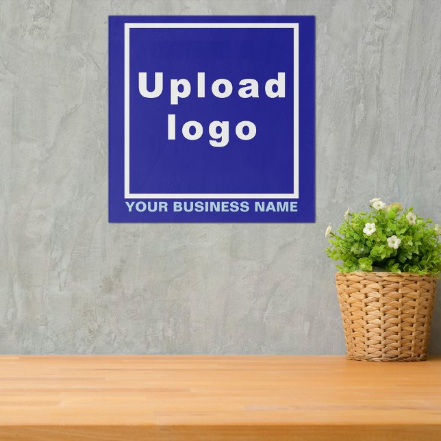 Business Name and Logo on Blue Square Acrylic Print (Blue square acrylic print with your business name and logo)