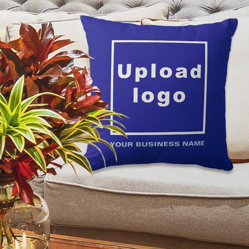 Business Name and Logo on Blue Throw Pillow