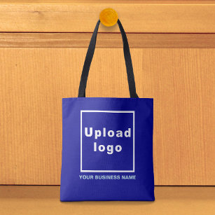 Business Name and Logo on Blue Tote Bag