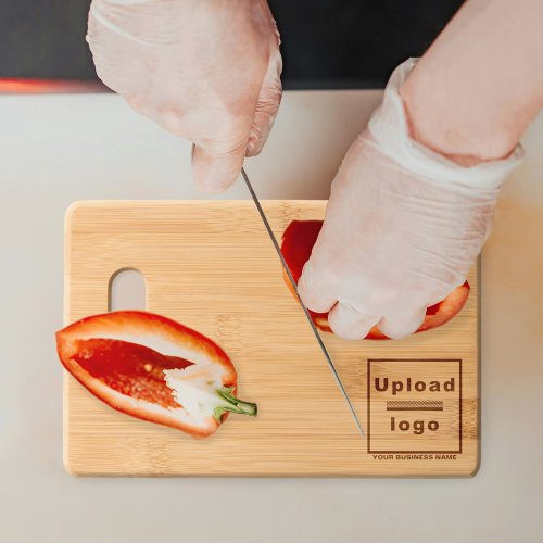 Business Name and Logo on Bottom Right of Bamboo Cutting Board