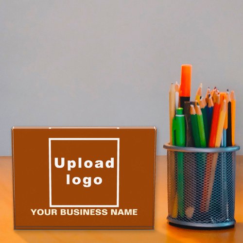 Business Name and Logo on Brown Acrylic Block