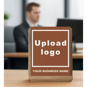Business Name and Logo on Brown Acrylic Sign