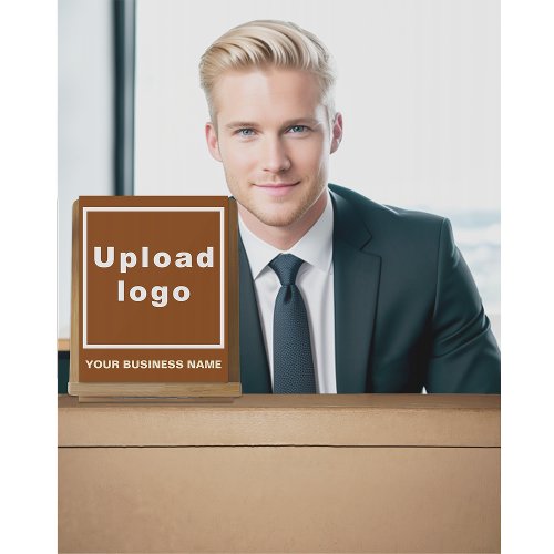 Business Name and Logo on Brown Acrylic Sign