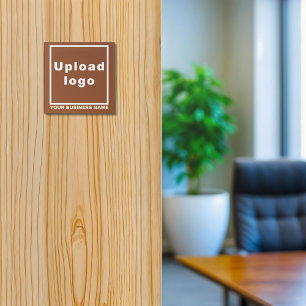 Business Name and Logo on Brown Square Acrylic Print