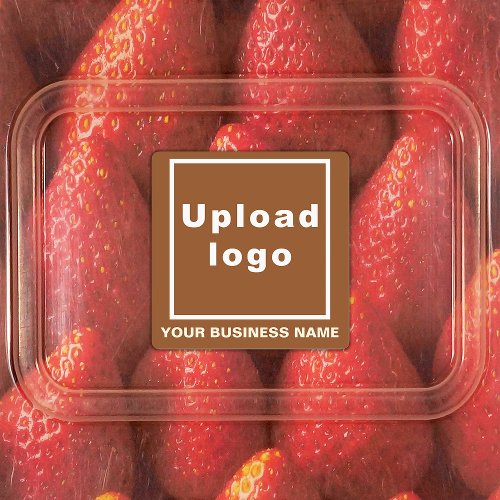 Business Name and Logo on Brown Square Adhesive Labels