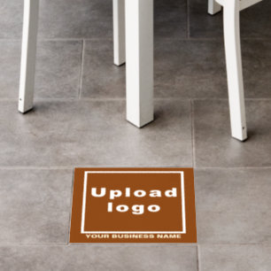 Business Name and Logo on Brown Square Floor Decal