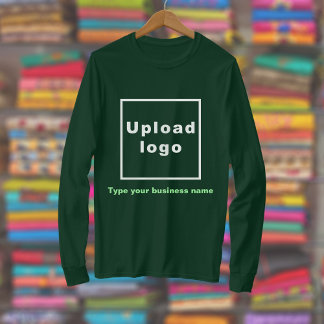 Business Name and Logo on Forest Green Long Sleeve T-Shirt