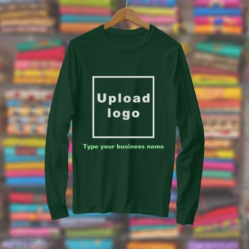 Business Name and Logo on Forest Green Long Sleeve T_Shirt
