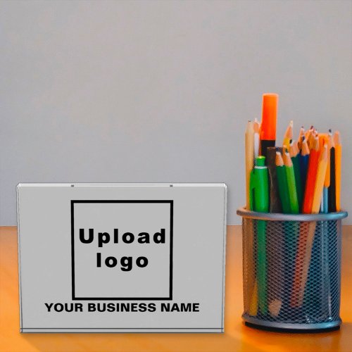 Business Name and Logo on Gray Acrylic Block