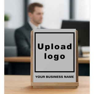 Business Name and Logo on Gray Acrylic Sign