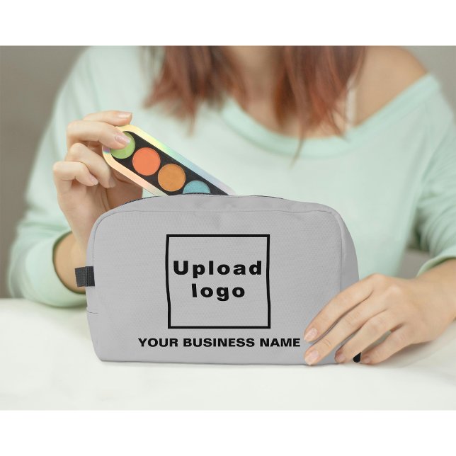 Business Name and Logo on Gray Dopp Kit (Business name and logo on gray dopp kit)