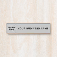Business Name and Logo on Gray Hanging Door Sign