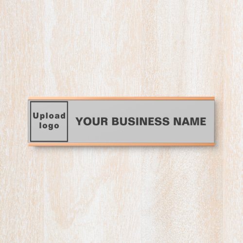 Business Name and Logo on Gray Hanging Door Sign