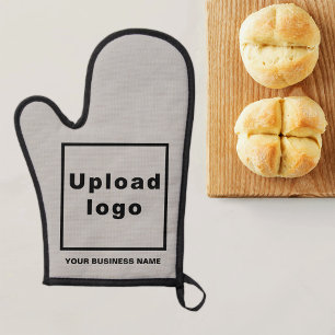 Business Name and Logo on Gray Oven Mitt