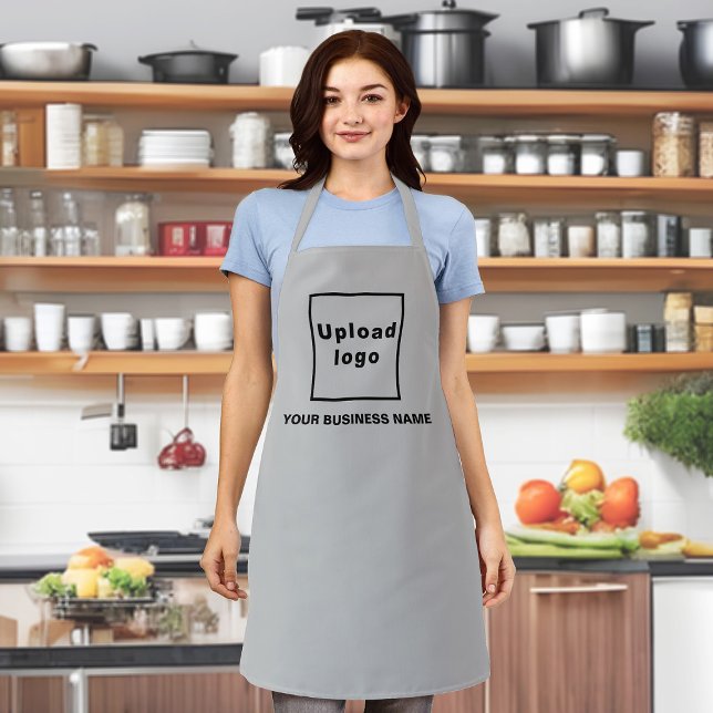 Business Name and Logo on Gray Polyester Apron (Your business name and logo on gray apron.)