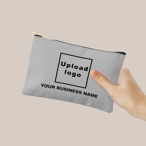Business Name and Logo on Gray Small Pouch
