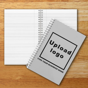 Business Name and Logo on Gray Spiral Notebook