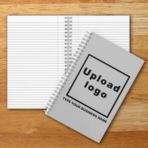 Business Name and Logo on Gray Spiral Notebook