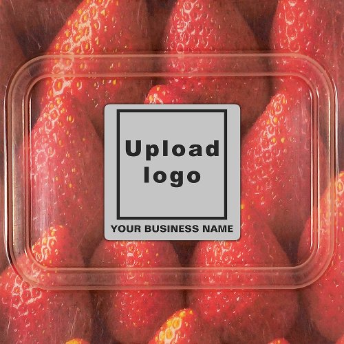 Business Name and Logo on Gray Square Adhesive Labels