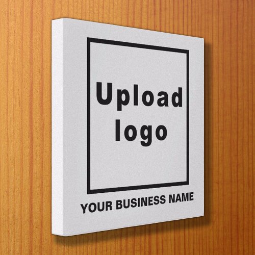 Business Name and Logo on Gray Square Canvas Print