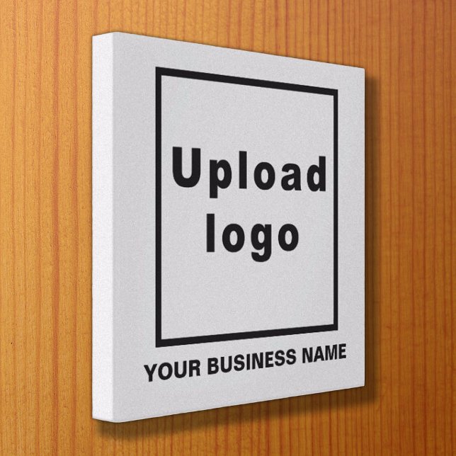 Business Name and Logo on Gray Square Canvas Print (Creator Uploaded)
