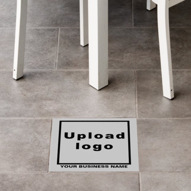 Business Name and Logo on Gray Square Floor Decal (Restaurant)