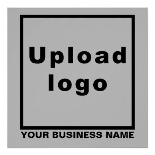 Business Name and Logo on Gray Square Glossy Poster