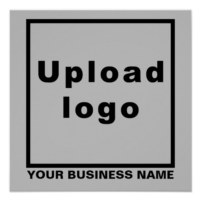 Business Name and Logo on Gray Square Glossy Poster (Front)