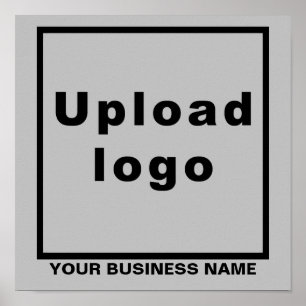 Business Name and Logo on Gray Square Poster