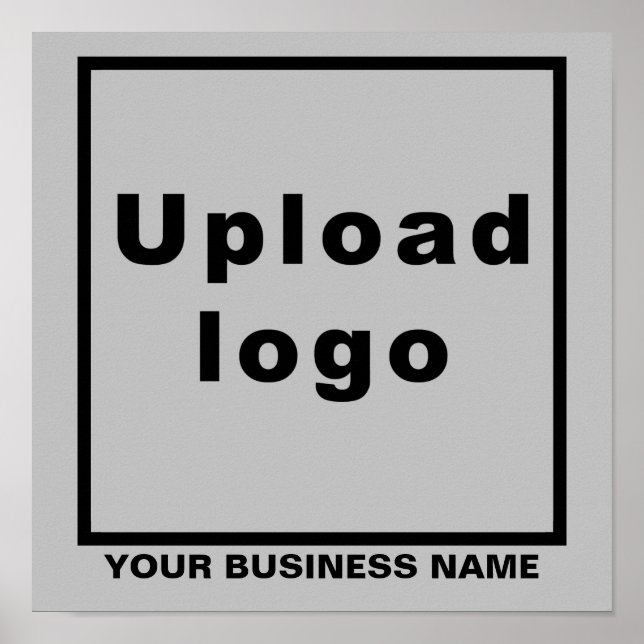 Business Name and Logo on Gray Square Poster (Front)