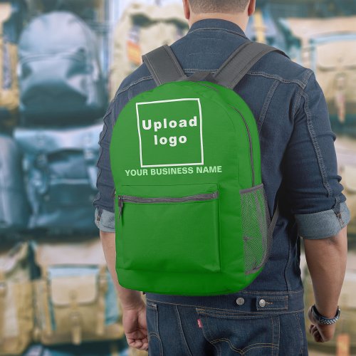 Business Name and Logo on Green Backpack