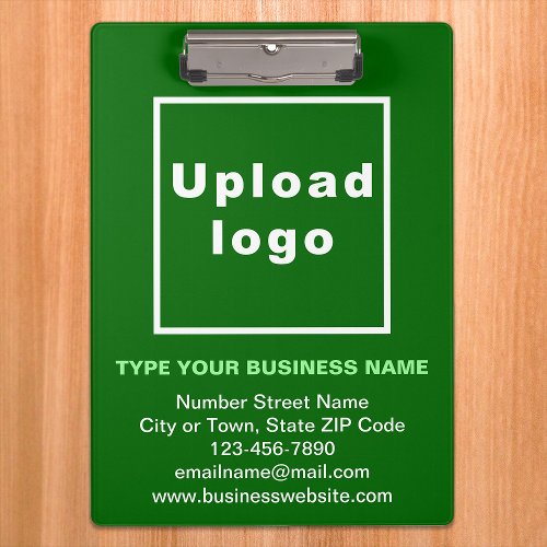 Business Name and Logo on Green Clipboard