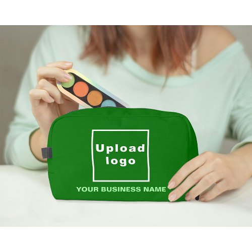 Business Name and Logo on Green Dopp Kit
