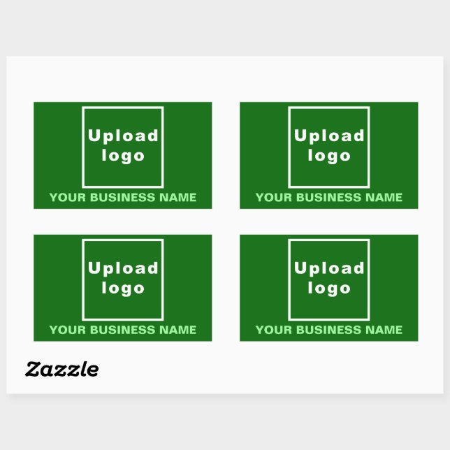 Business Name and Logo on Green Rectangle Sticker (Sheet)