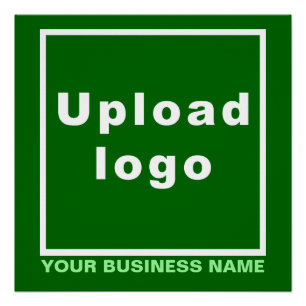 Business Name and Logo on Green Square Glossy Poster