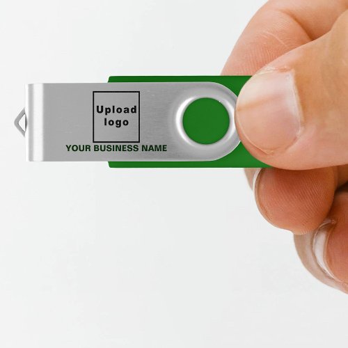Business Name and Logo on Green USB Swivel Flash Drive