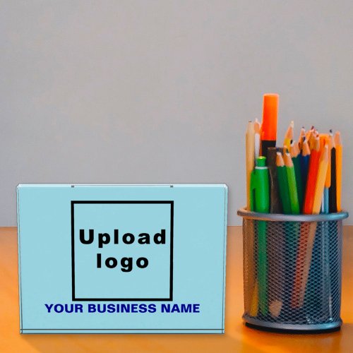 Business Name and Logo on Light Blue Acrylic Block